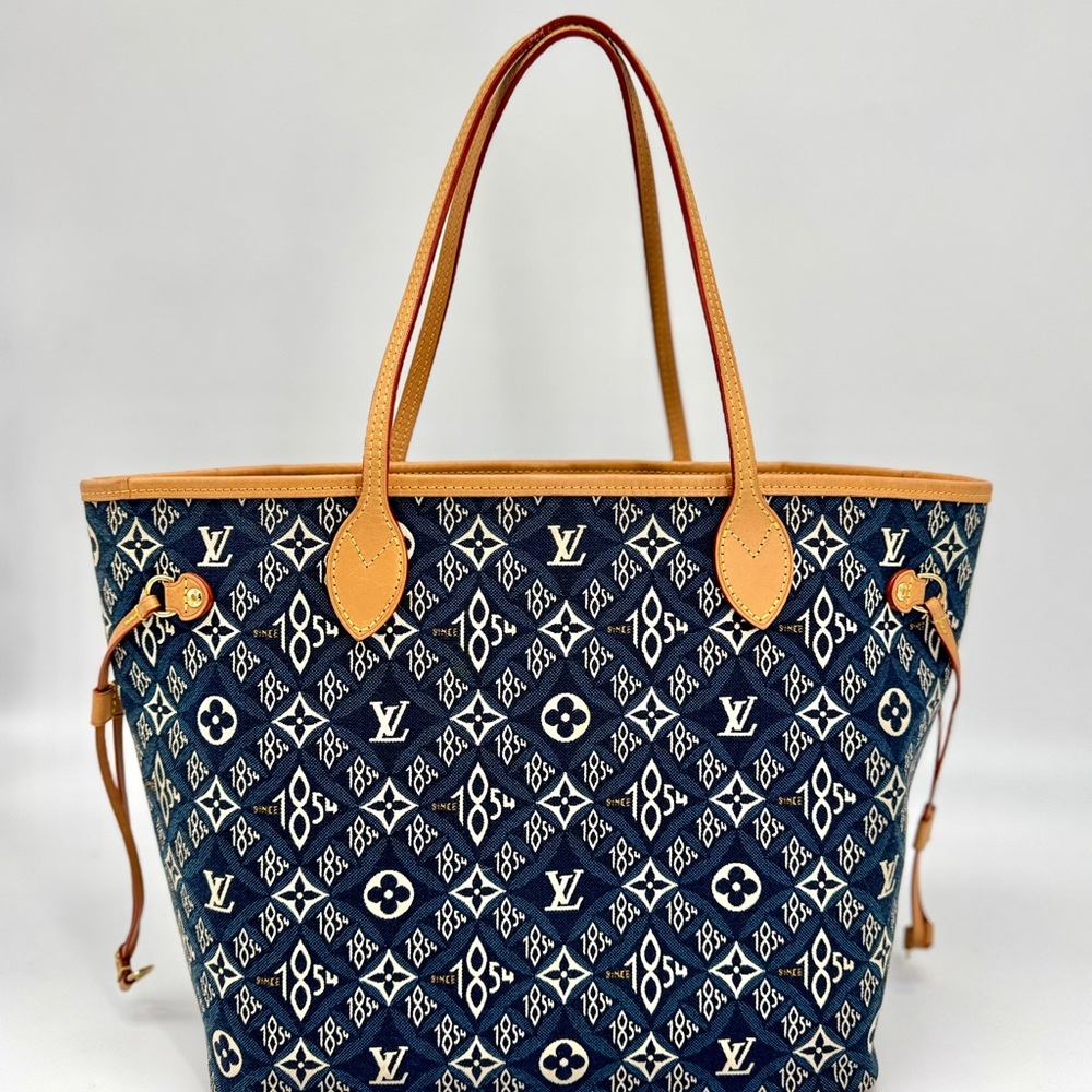 Louis Vuitton Blue and Tan Tote Bag with Iconic Monogram 1854 limited edition